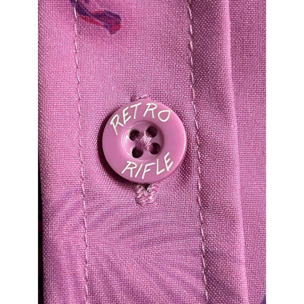 Retro Rifle Shirt Mens Saws Macaws Pink AOP Hawaiian Tropical Button Up Size 2XL - Picture 7 of 13